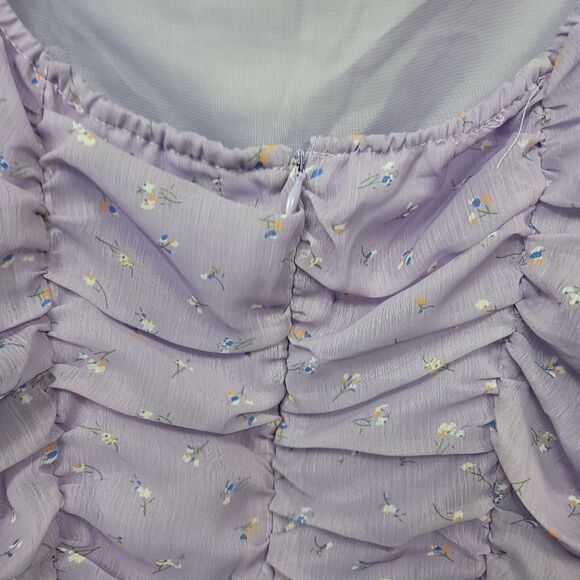 Boohoo long sleeve ruched front chiffon mini dress, size 18 - Picture 10 of 13